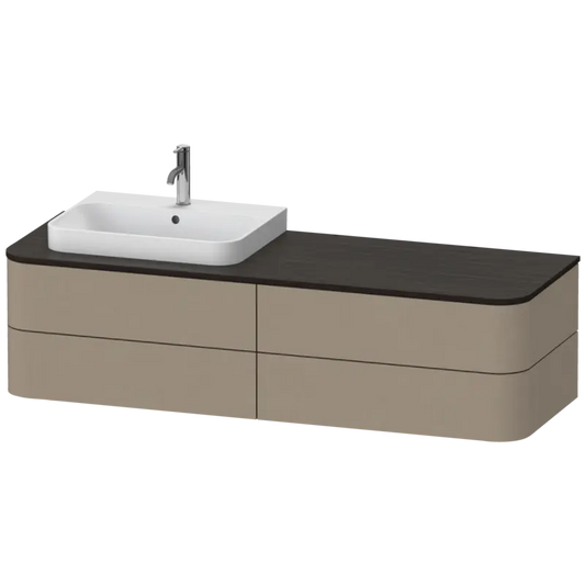 Duravit Happy D.2 63" x 16" x 22" Linen Four Drawer Wall-Mount Vanity Unit (HP4973L7575)