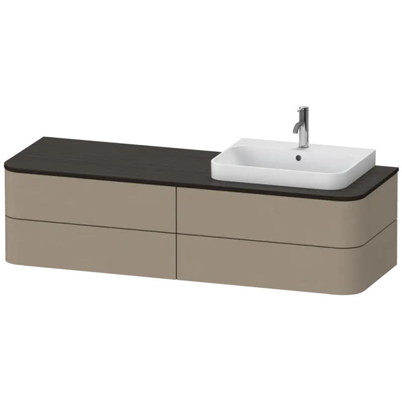 Duravit Happy D.2 63" x 16" x 22" Linen Four Drawer Wall-Mount Vanity Unit (HP4973R7575)