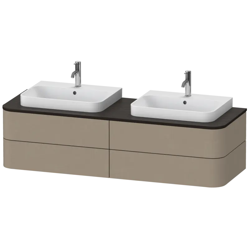 Duravit Happy D.2 63" x 16" x 22" Linen Four Drawer Wall-Mount Vanity Unit (HP4974B7575)