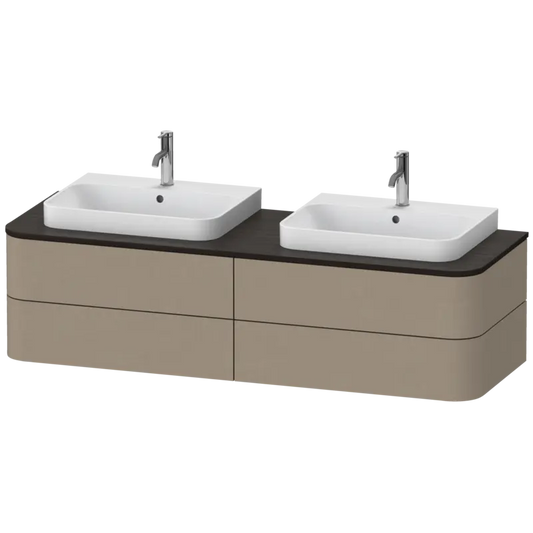 Duravit Happy D.2 63" x 16" x 22" Linen Four Drawer Wall-Mount Vanity Unit (HP4974B7575)