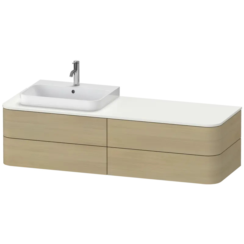 Duravit Happy D.2 63" x 16" x 22" Mediterranean Oak Four Drawer Wall-Mount Vanity Unit (HP4963L7171)