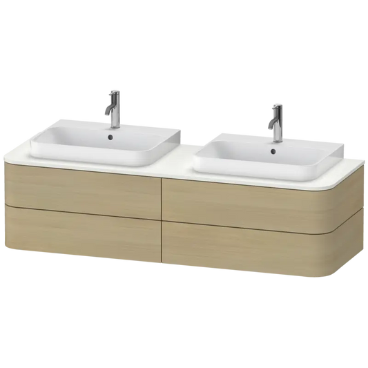 Duravit Happy D.2 63" x 16" x 22" Mediterranean Oak Four Drawer Wall-Mount Vanity Unit (HP4964B7171)