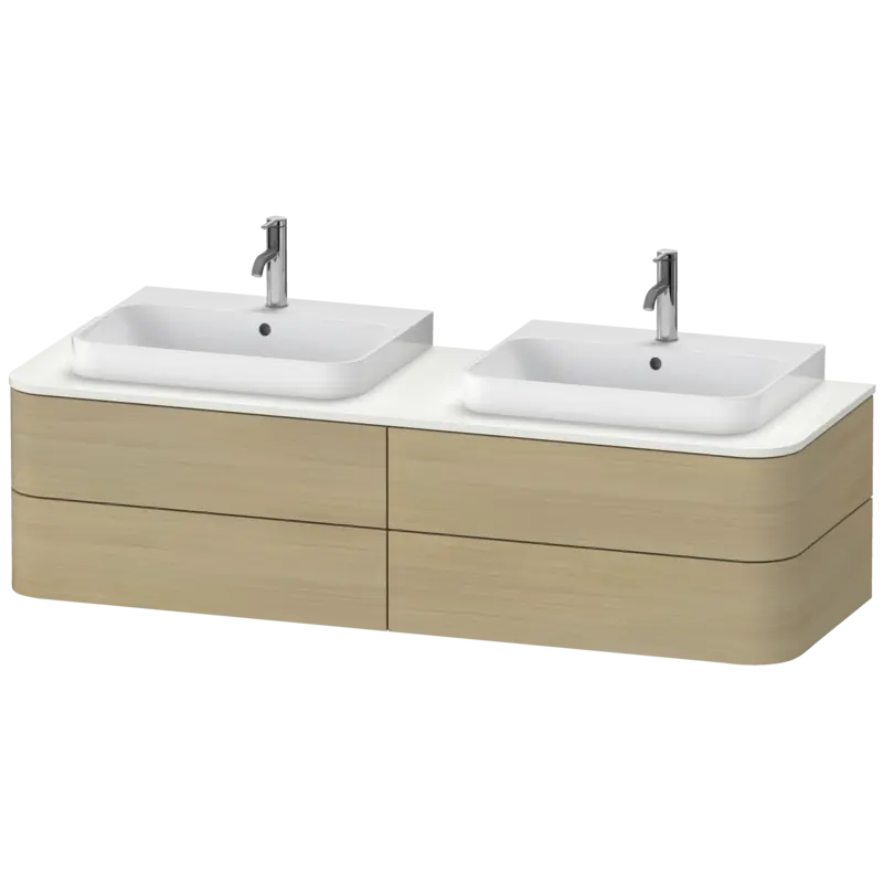 Duravit Happy D.2 63" x 16" x 22" Mediterranean Oak Four Drawer Wall-Mount Vanity Unit (HP4974B7171)