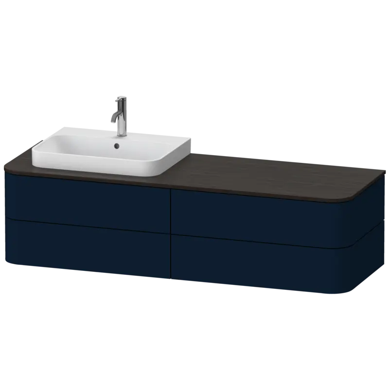 Duravit Happy D.2 63" x 16" x 22" Midnight Blue Four Drawer Wall-Mount Vanity Unit (HP4973L9898)