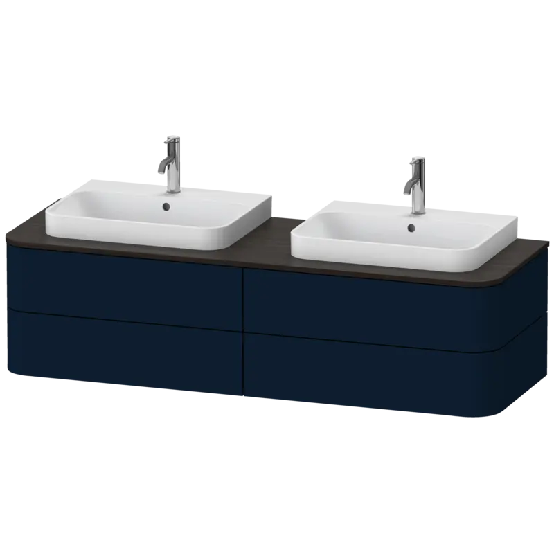 Duravit Happy D.2 63" x 16" x 22" Midnight Blue Four Drawer Wall-Mount Vanity Unit (HP4974B9898)