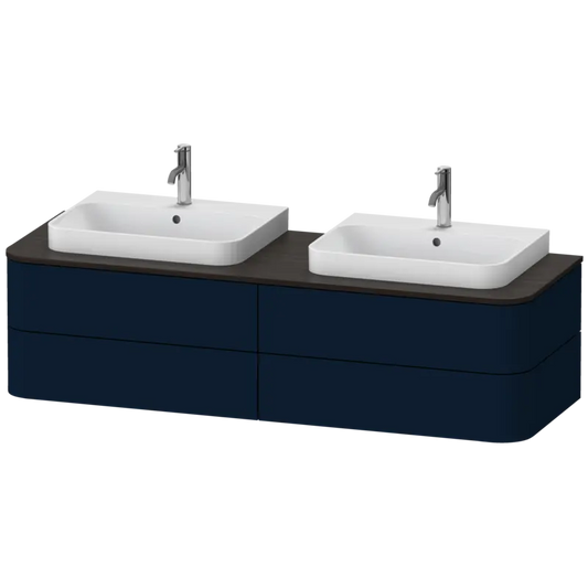 Duravit Happy D.2 63" x 16" x 22" Midnight Blue Four Drawer Wall-Mount Vanity Unit (HP4974B9898)
