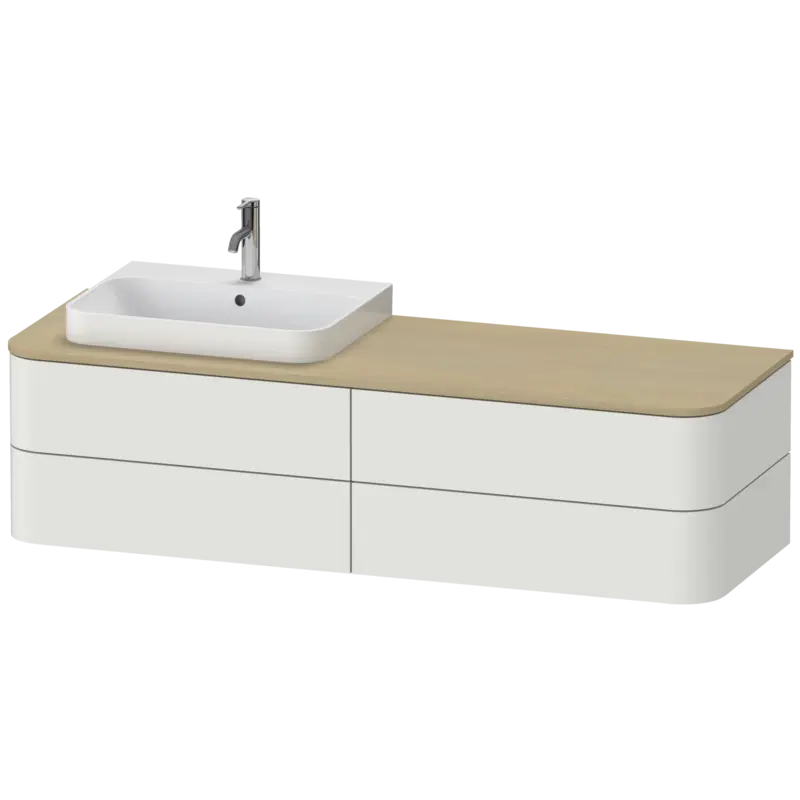 Duravit Happy D.2 63" x 16" x 22" Nordic White Four Drawer Wall-Mount Vanity Unit (HP4963L3939)