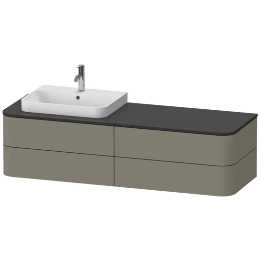 Duravit Happy D.2 63" x 16" x 22" Stone Gray Four Drawer Wall-Mount Vanity Unit (HP4963L9292)