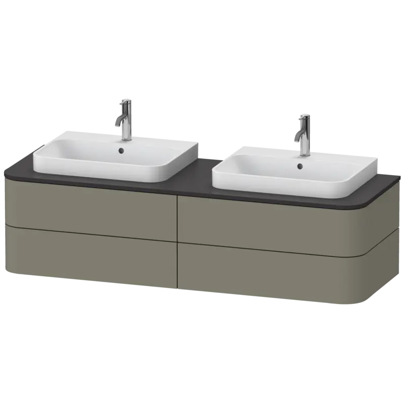 Duravit Happy D.2 63" x 16" x 22" Stone Gray Four Drawer Wall-Mount Vanity Unit (HP4964B9292)