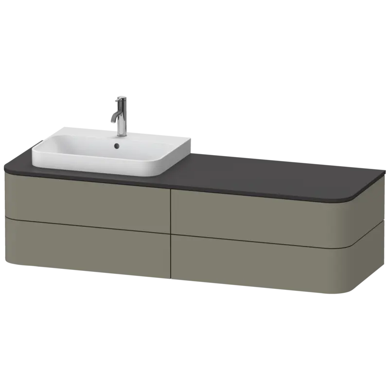 Duravit Happy D.2 63" x 16" x 22" Stone Gray Four Drawer Wall-Mount Vanity Unit (HP4973L9292)