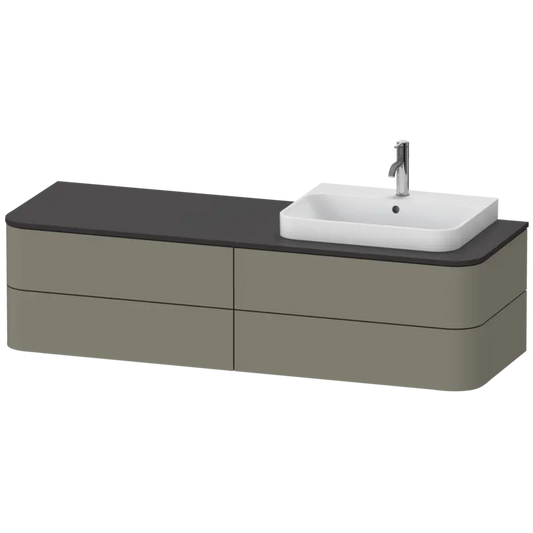 Duravit Happy D.2 63" x 16" x 22" Stone Gray Four Drawer Wall-Mount Vanity Unit (HP4973R9292)