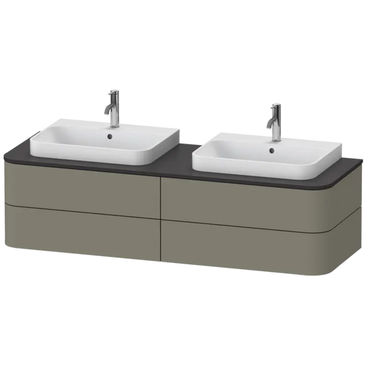 Duravit Happy D.2 63" x 16" x 22" Stone Gray Four Drawer Wall-Mount Vanity Unit (HP4974B9292)