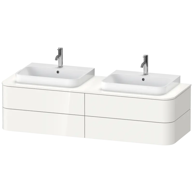 Duravit Happy D.2 63" x 16" x 22" White High Gloss Four Drawer Wall-Mount Vanity Unit (HP4964B2222)
