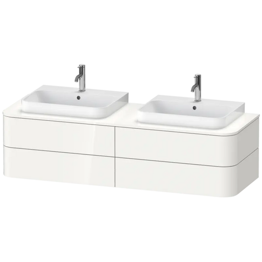 Duravit Happy D.2 63" x 16" x 22" White High Gloss Four Drawer Wall-Mount Vanity Unit (HP4964B2222)