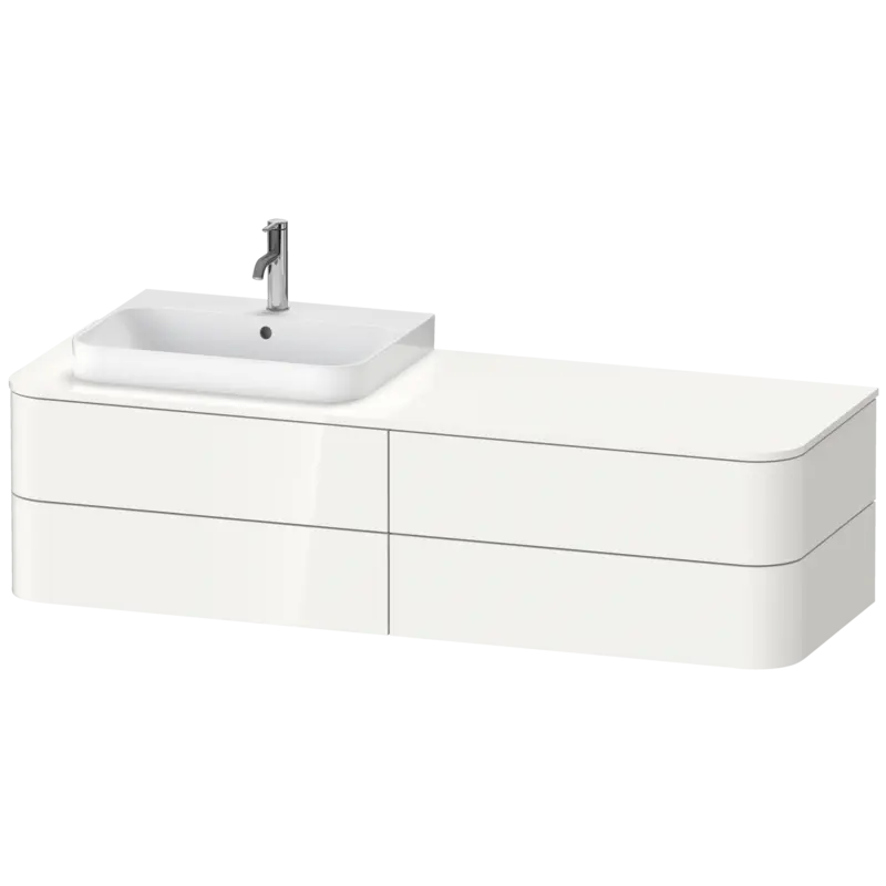 Duravit Happy D.2 63" x 16" x 22" White High Gloss Four Drawer Wall-Mount Vanity Unit (HP4973L2222)