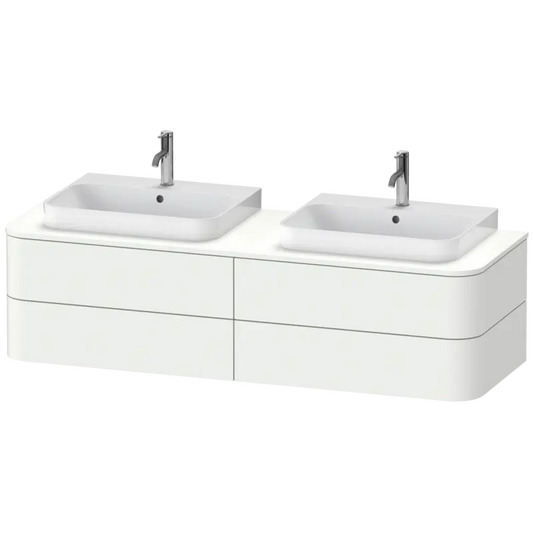 Duravit Happy D.2 63" x 16" x 22" White Satin Matt Four Drawer Wall-Mount Vanity Unit (HP4964B3636)