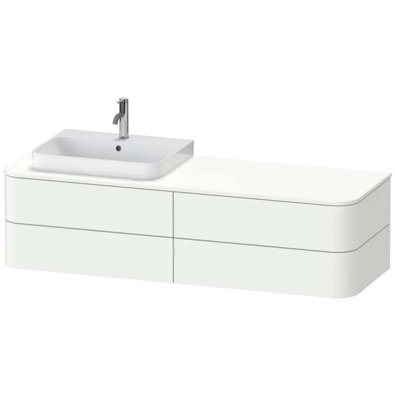 Duravit Happy D.2 63" x 16" x 22" White Satin Matt Four Drawer Wall-Mount Vanity Unit (HP4973L3636)