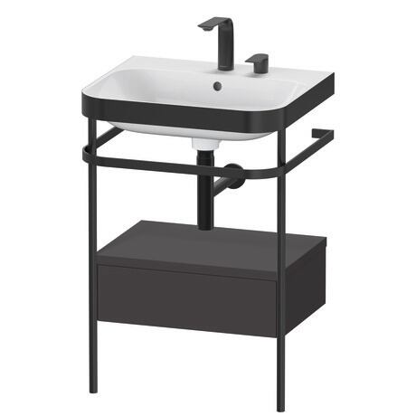 Duravit Happy D.2 Plus 23" x 33" x 19" Graphite Finish, C-Bonded Vanity Kit With Sink and Metal Console (HP4740E8080)