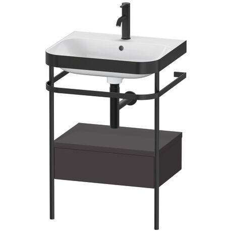 Duravit Happy D.2 Plus 23" x 33" x 19" Graphite Finish, C-Bonded Vanity Kit With Sink and Metal Console (HP4740O8080)