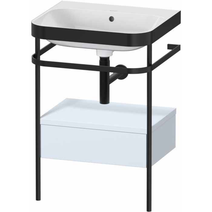 Duravit Happy D.2 Plus 23" x 33" x 19" Light Blue Finish, C-Bonded Vanity Kit With Sink and Metal Console (HP4740N9797)