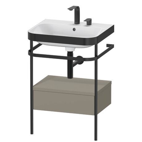 Duravit Happy D.2 Plus 23" x 33" x 19" Stone Gray Finish, C-Bonded Vanity Kit With Sink and Metal Console (HP4740E9292)