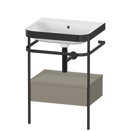 Duravit Happy D.2 Plus 23" x 33" x 19" Stone Gray Finish, C-Bonded Vanity Kit With Sink and Metal Console (HP4740N9292)