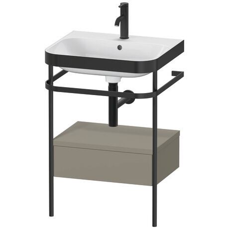Duravit Happy D.2 Plus 23" x 33" x 19" Stone Gray Finish, C-Bonded Vanity Kit With Sink and Metal Console (HP4740O9292)
