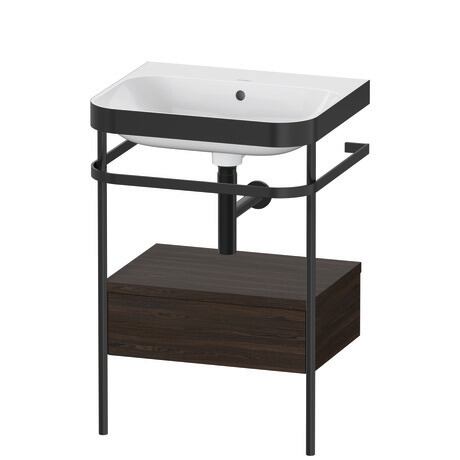 Duravit Happy D.2 Plus 23" x 33" x 19" Walnut Brushed Finish, C-Bonded Vanity Kit With Sink and Metal Console (HP4740N6969)