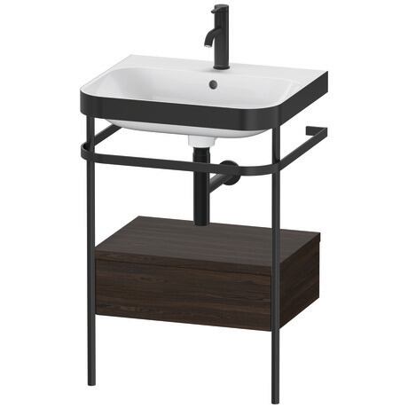 Duravit Happy D.2 Plus 23" x 33" x 19" Walnut Brushed Finish, C-Bonded Vanity Kit With Sink and Metal Console (HP4740O6969)