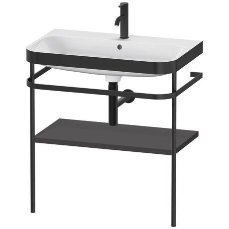 Duravit Happy D.2 Plus 31" x 33" x 19" Graphite Finish, C-Bonded Vanity Kit With Sink and Metal Console (HP4737O8080)