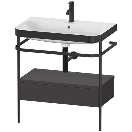 Duravit Happy D.2 Plus 31" x 33" x 19" Graphite Finish, C-Bonded Vanity Kit With Sink and Metal Console (HP4742O8080)