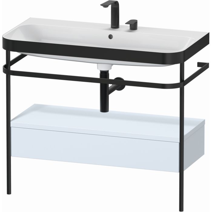 Duravit Happy D.2 Plus 31" x 33" x 19" Light Blue Finish, C-Bonded Vanity Kit With Sink and Metal Console (HP4742O9797)