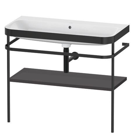 Duravit Happy D.2 Plus 38" x 33" x 19" Graphite Finish, C-Bonded Vanity Kit With Sink and Metal Console (HP4738N8080)
