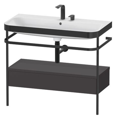 Duravit Happy D.2 Plus 38" x 33" x 19" Graphite Finish, C-Bonded Vanity Kit With Sink and Metal Console (HP4743E8080)