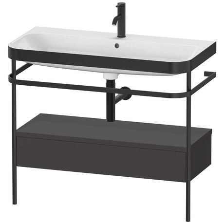 Duravit Happy D.2 Plus 38" x 33" x 19" Graphite Finish, C-Bonded Vanity Kit With Sink and Metal Console (HP4743O8080)
