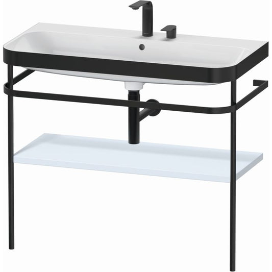 Duravit Happy D.2 Plus 38" x 33" x 19" Light Blue Finish, C-Bonded Vanity Kit With Sink and Metal Console (HP4738E9797)