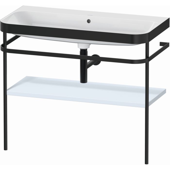 Duravit Happy D.2 Plus 38" x 33" x 19" Light Blue Finish, C-Bonded Vanity Kit With Sink and Metal Console (HP4738N9797)