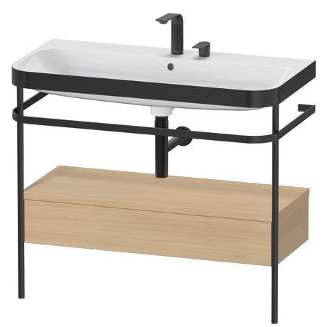 Duravit Happy D.2 Plus 38" x 33" x 19" Mediterranean Oak Finish, C-Bonded Vanity Kit With Sink and Metal Console (HP4743E7171)