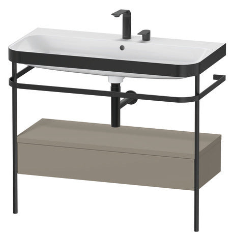 Duravit Happy D.2 Plus 38" x 33" x 19" Stone Gray Finish, C-Bonded Vanity Kit With Sink and Metal Console (HP4743E9292)