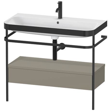 Duravit Happy D.2 Plus 38" x 33" x 19" Stone Gray Finish, C-Bonded Vanity Kit With Sink and Metal Console (HP4743O9292)