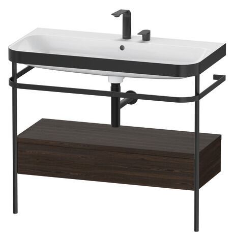 Duravit Happy D.2 Plus 38" x 33" x 19" Walnut Brushed Finish, C-Bonded Vanity Kit With Sink and Metal Console (HP4743E6969)
