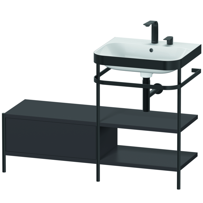 Duravit Happy D.2 Plus 47" x 33" x 19" Graphite Finish, C-Bonded Vanity Kit With Sink and Metal Console (HP4745E8080)