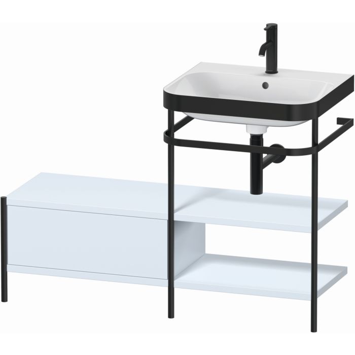 Duravit Happy D.2 Plus 47" x 33" x 19" Light Blue Finish, C-Bonded Vanity Kit With Sink and Metal Console (HP4745O9797)