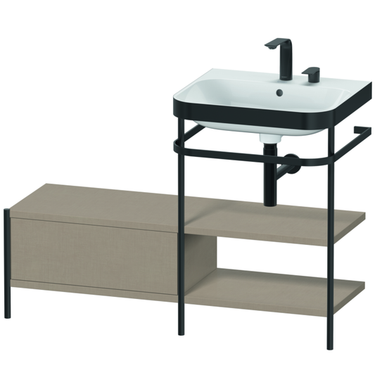 Duravit Happy D.2 Plus 47" x 33" x 19" Linen Finish, C-Bonded Vanity Kit With Sink and Metal Console (HP4745E7575)