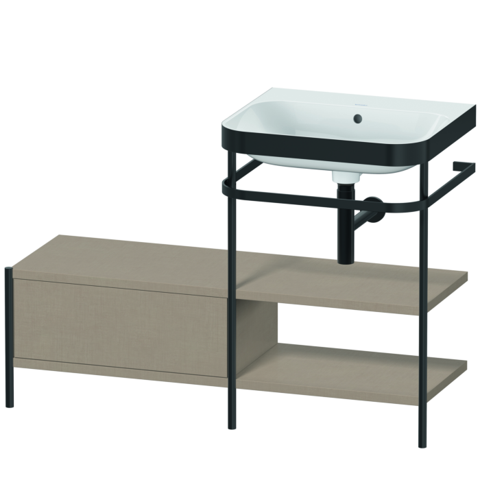 Duravit Happy D.2 Plus 47" x 33" x 19" Linen Finish, C-Bonded Vanity Kit With Sink and Metal Console (HP4745N7575)