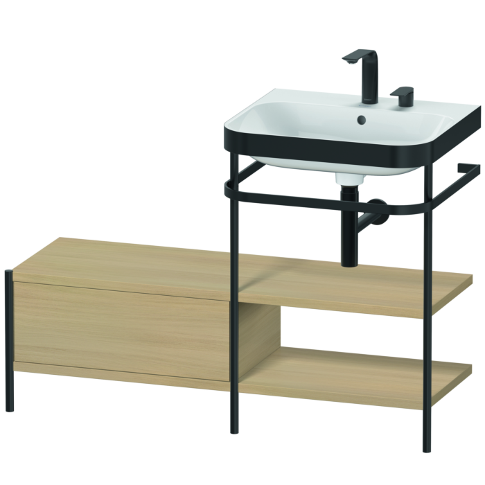 Duravit Happy D.2 Plus 47" x 33" x 19" Mediterranean Oak Finish, C-Bonded Vanity Kit With Sink and Metal Console (HP4745E7171)