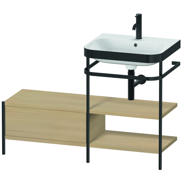 Duravit Happy D.2 Plus 47" x 33" x 19" Mediterranean Oak Finish, C-Bonded Vanity Kit With Sink and Metal Console (HP4745O7171)