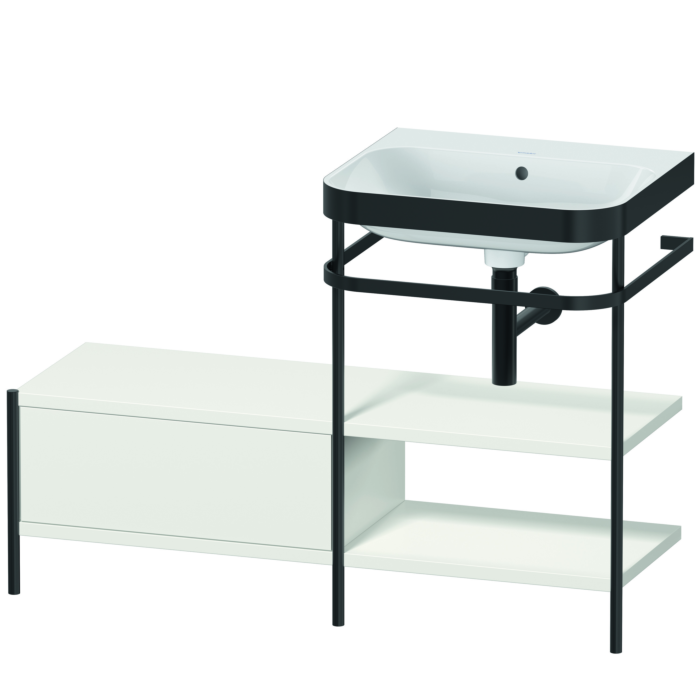 Duravit Happy D.2 Plus 47" x 33" x 19" Nordic White Finish, C-Bonded Vanity Kit With Sink and Metal Console (HP4745N3939)