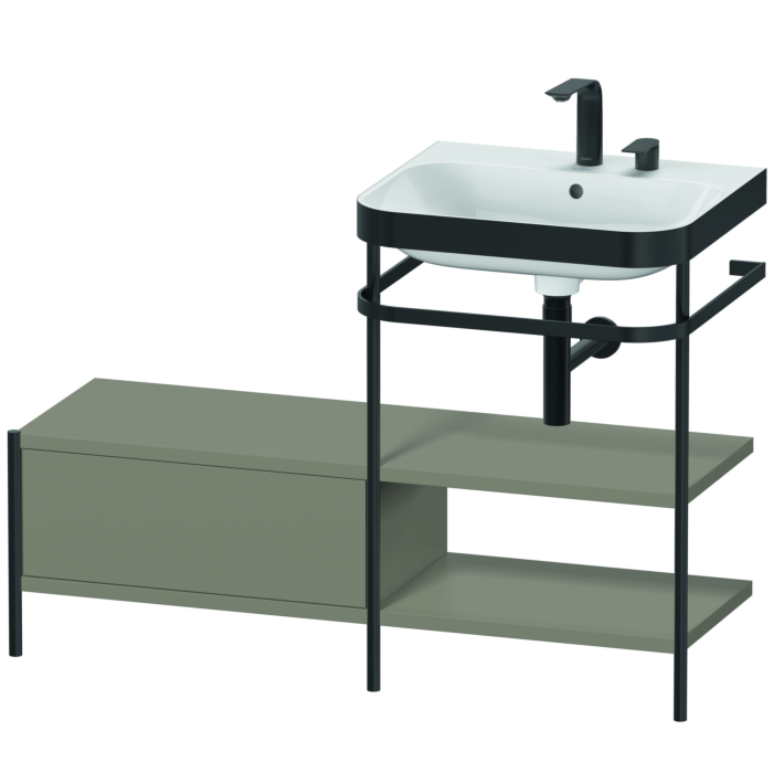 Duravit Happy D.2 Plus 47" x 33" x 19" Stone Gray Finish, C-Bonded Vanity Kit With Sink and Metal Console (HP4745E9292)