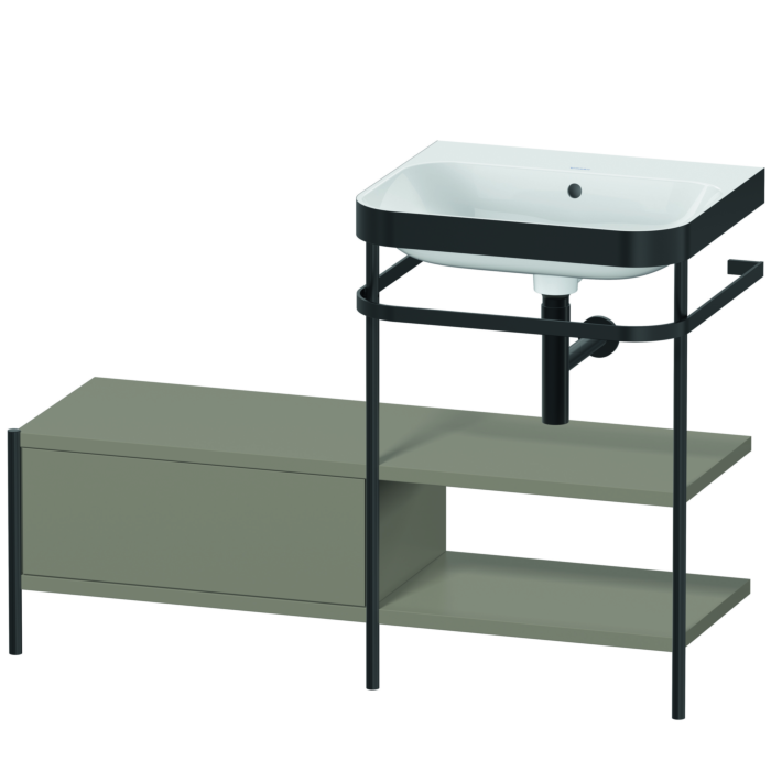 Duravit Happy D.2 Plus 47" x 33" x 19" Stone Gray Finish, C-Bonded Vanity Kit With Sink and Metal Console (HP4745N9292)